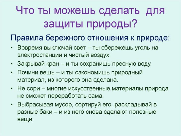 Десять правил бережного отношения к природе