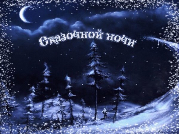 Зимний лес в новогоднюю ночь