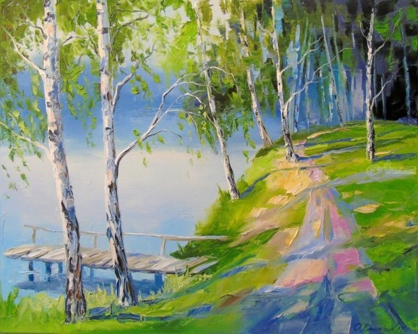 Пейзажи березы река художницы Шарыгиной Ирины