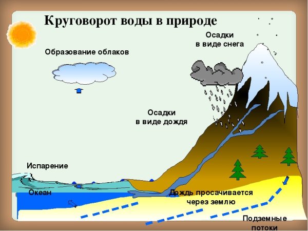 Круговорот воды в природе (схематический рисунок)