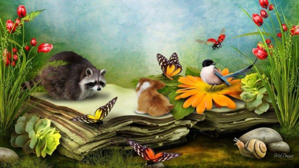 Звери и птицы на книжных страницах