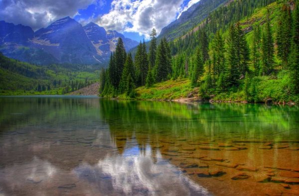 Природа река озеро лес горы