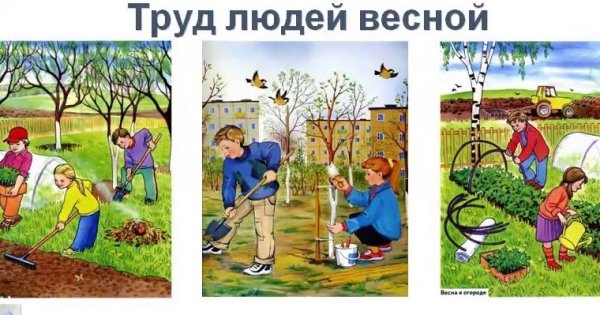 Труд людей весной