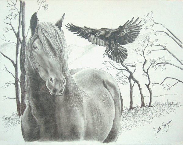 Пейзаж животных карандашом