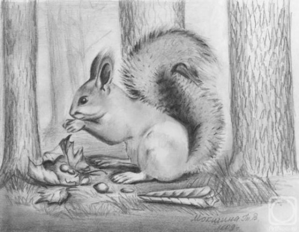 Пейзаж карандашом для выжигания