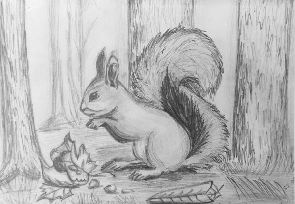 Фантастический пейзаж карандашом