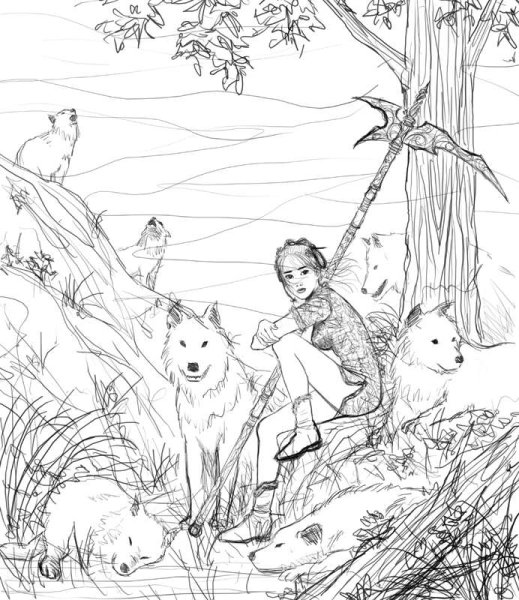 Волк карандашом