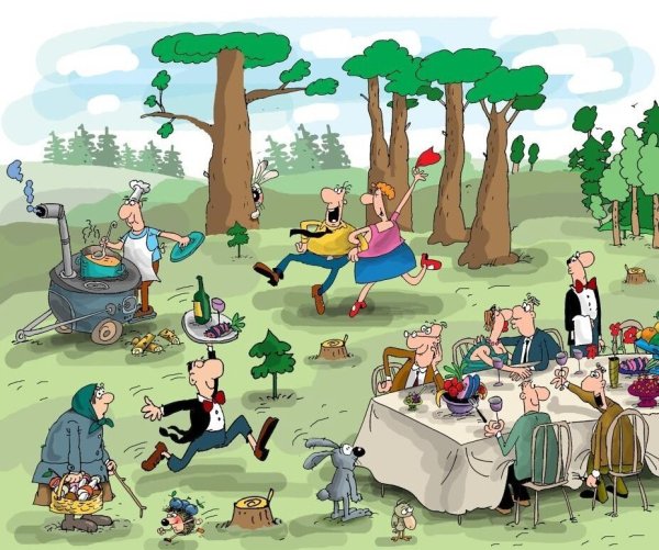 Шарж пикник на природе