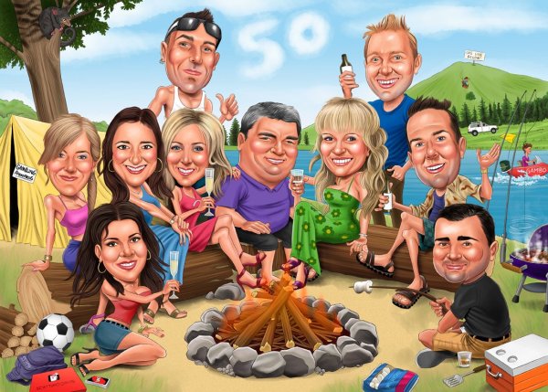 Шарж много людей