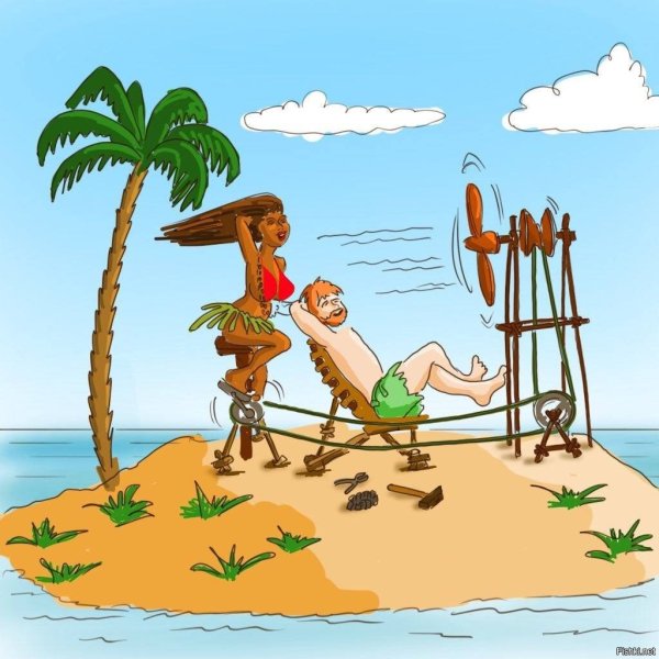 Робинзон Крузо на острове с пятницей