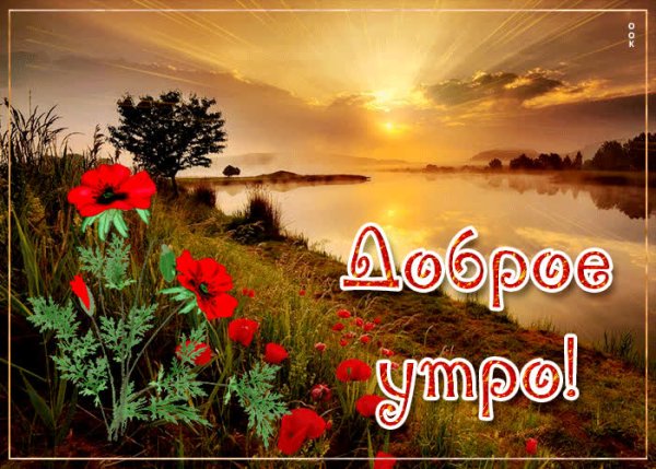 Рассвет в деревне у озера