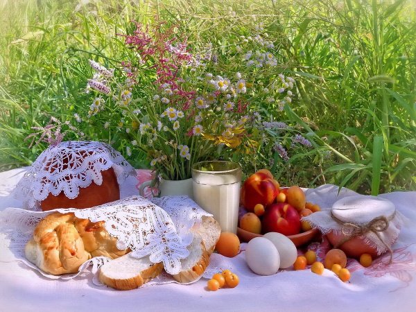Натюрморт скатерть Самобранка