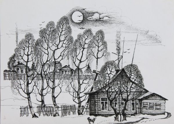 Пейзаж карандашом