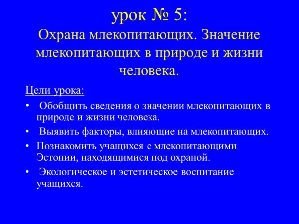 Млекопитающие в жизни человека и в природе