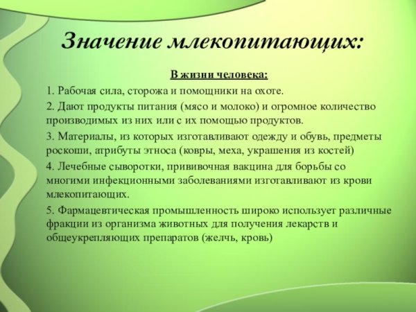 Роль животных в жизни человека