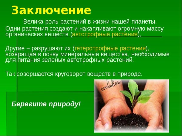 Значение растений в природе 5 класс биология