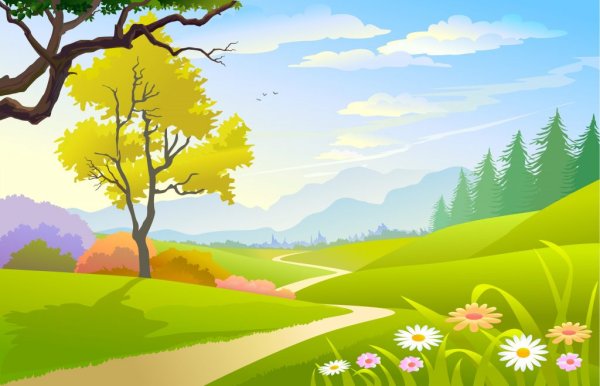 Мультяшный пейзаж природы