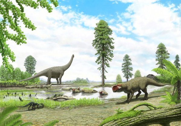 Пейзаж с динозаврами
