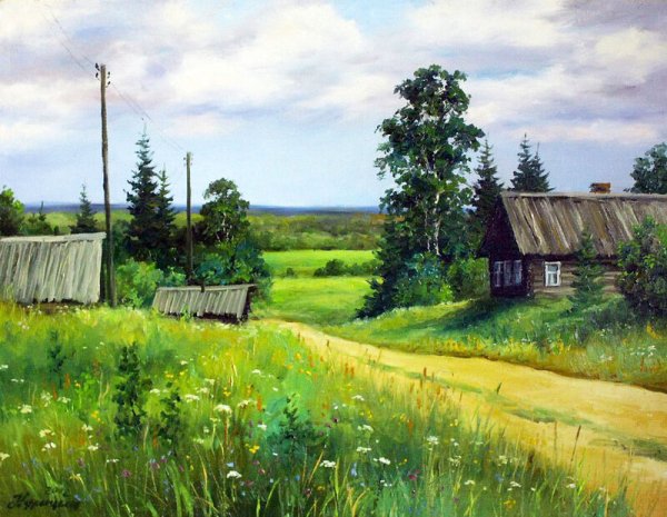Деревенские просторы. Художник Сергей Курицын - картины