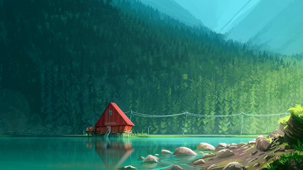 Домик в лесу у озера