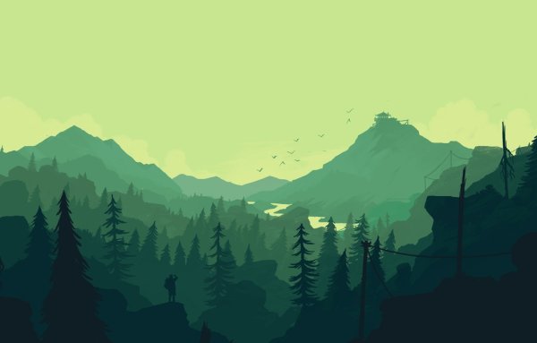 Firewatch лес река горы