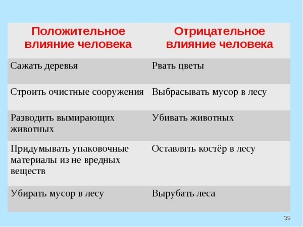 Влияние деятельности человека на природу