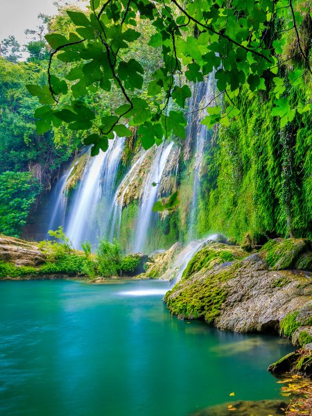 Природа лес водопад