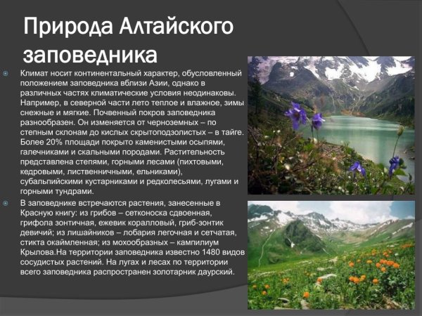 Алтайский заповедник климат таблица