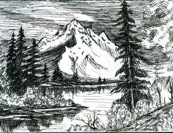 Пейзаж карандашом