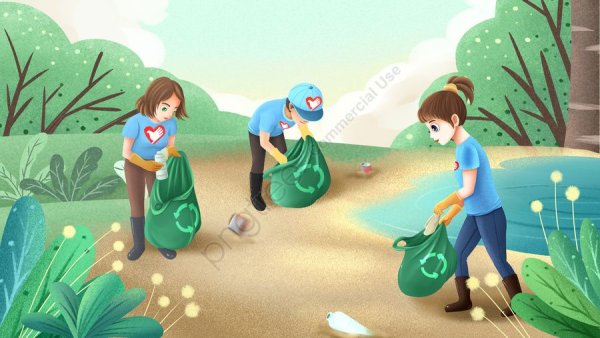 Дети собирают мусор
