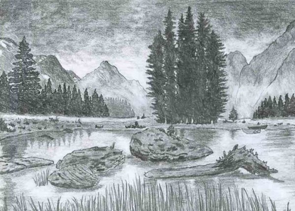 Рисунки карандашом природа