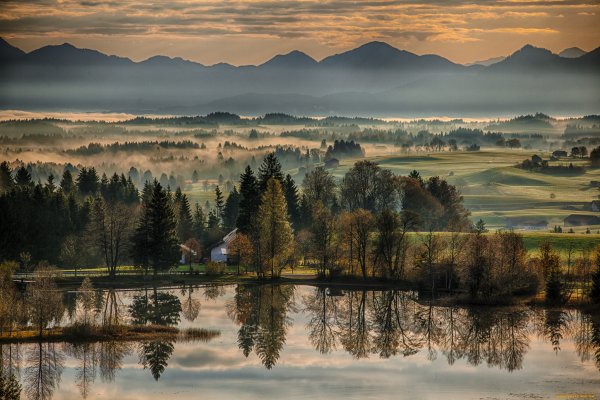 Бавария Германия природа Вильдштайгер туман