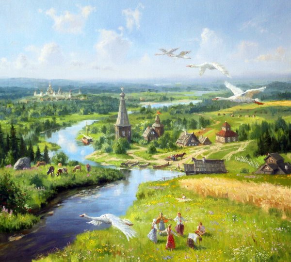 Пейзаж лес река берег