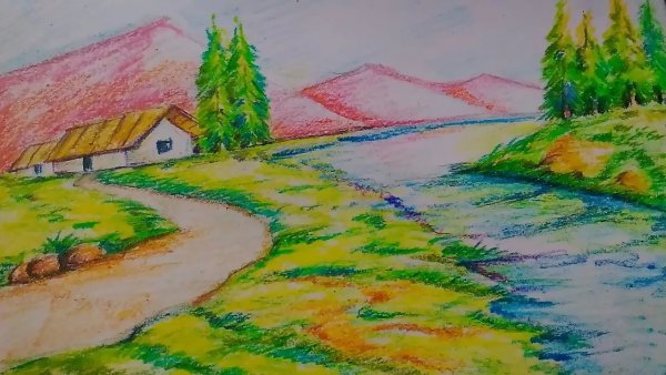 Пейзаж карандашом