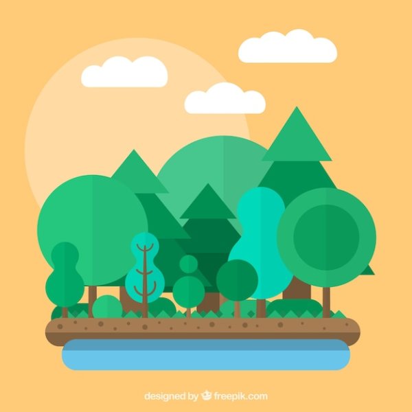 Лес Flat Design