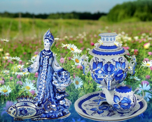 Народная керамика (Гжель, Скопин, Дымково, Каргополь).