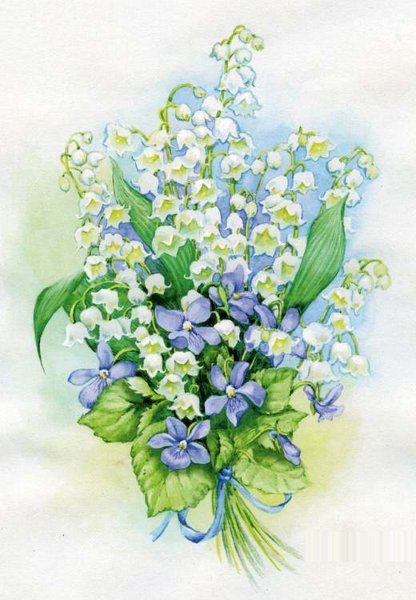 Ландыши акварелью