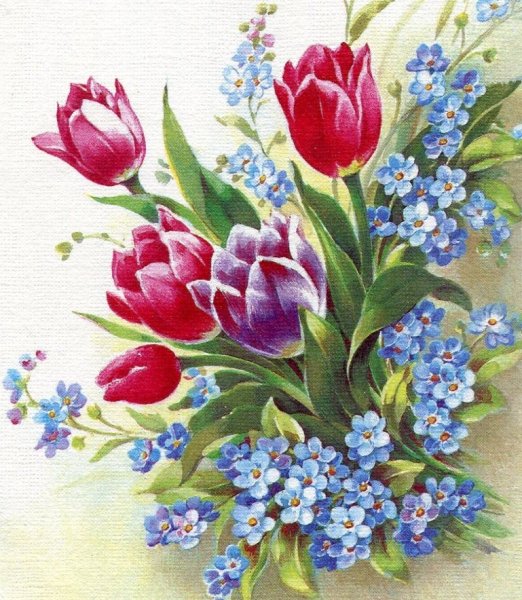 Открытки с цветами нарисованные