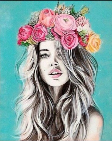Рисованные девушки с цветами