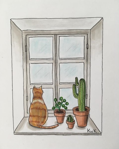 Подоконник рисунок