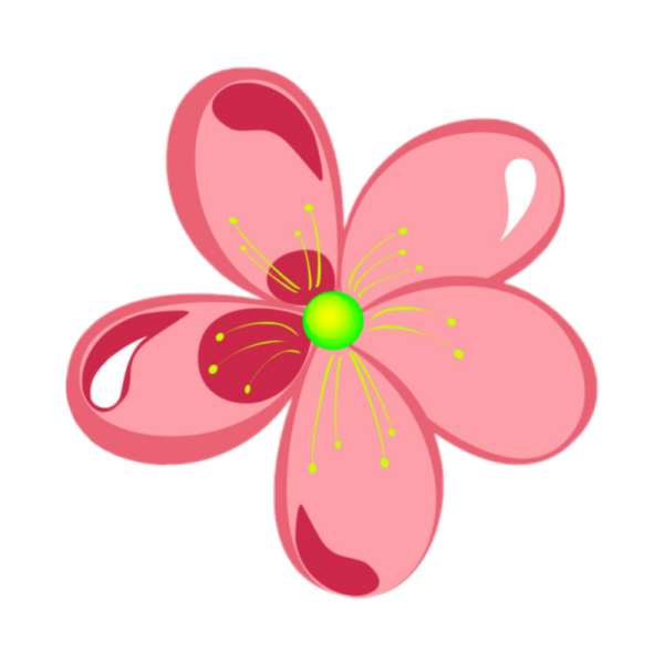 Розовые цветы мультяшные