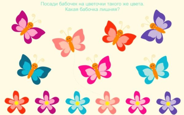 Бабочка на цветочек для дошкольников