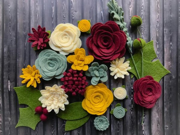 Цветы из фетра своими руками: шаблоны и фото. 20 идей