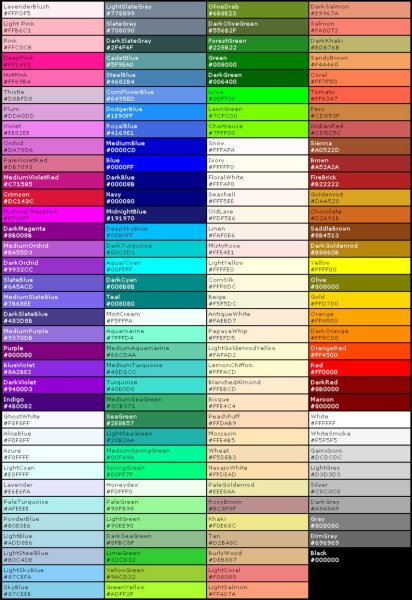 Таблица цветов Color System cs015