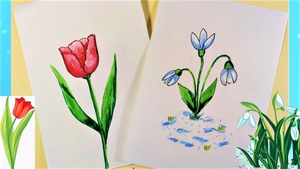 Рисование цветы в корзинке