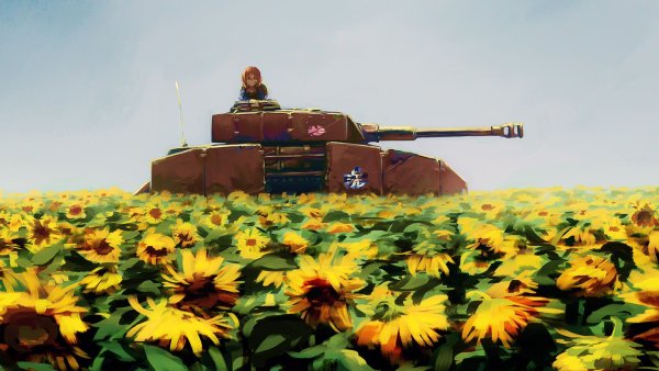 Танк в подсолнуховом поле