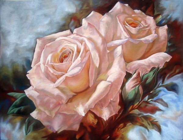 Розы живопись Анна Лакисова