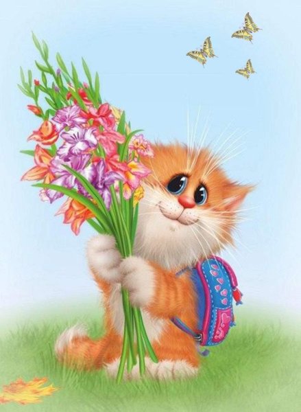 Котенок в цветах