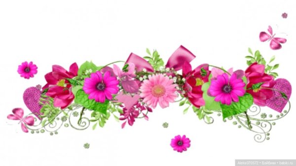 Цветочные бордюры на прозрачном фоне