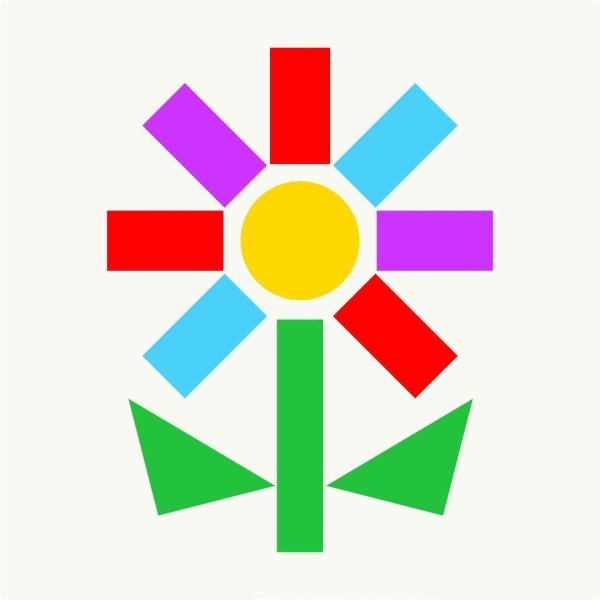 Аппликация цветов из геометрических фигур